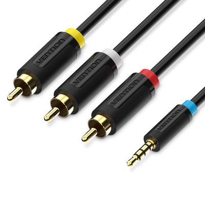 Vention Cable Stereo Bcbbg Jack 3.5 Male 3X Rca Male 1.5M Black — image 1