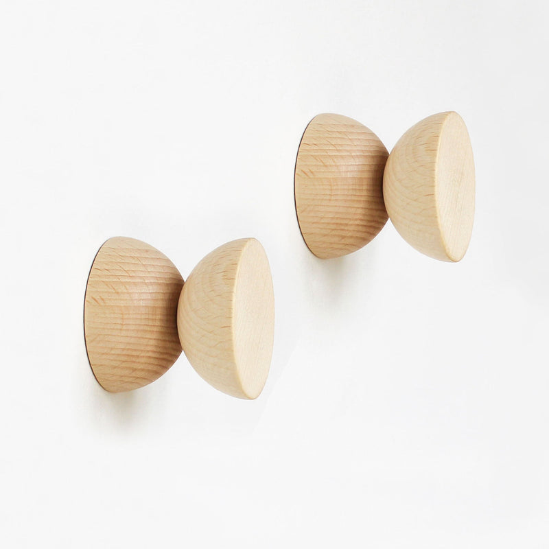 Beech Wood Wall Hooks / Knobs – 2 pcs
