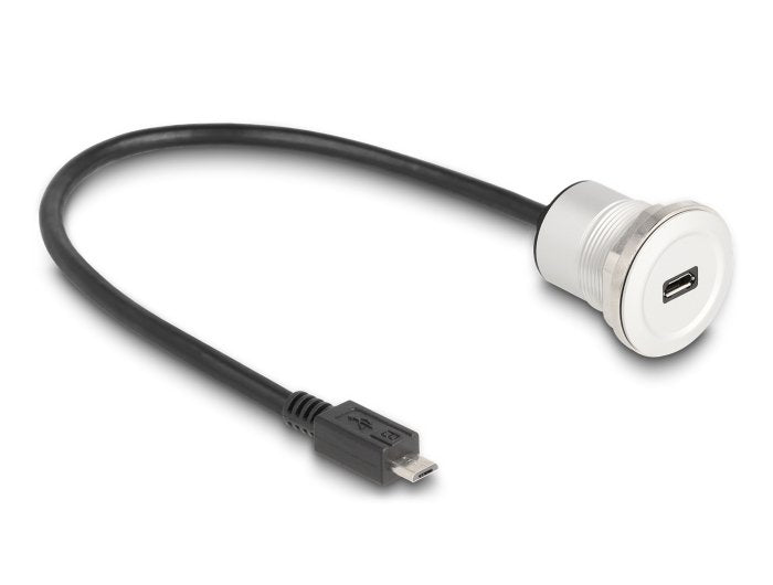 Delock USB 2.0 Micro-b Connector Female Recessed With Kabelp. St. Alu. 30CM