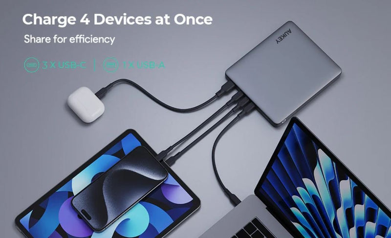Aukey Powerbank 100W 20000MAH 3x USB-C PD 3.0