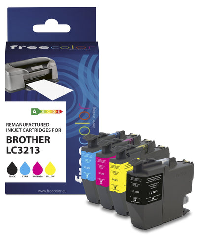 Freecolor Ink K10199F7 4 Pieces Compatible Brother LC3213 Black Cyan Magenta Yellow — image 1