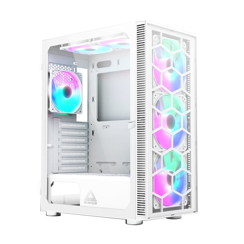 Montech PC Case X3 Glass Midi-tower, Rgb, Temperojo Glass White