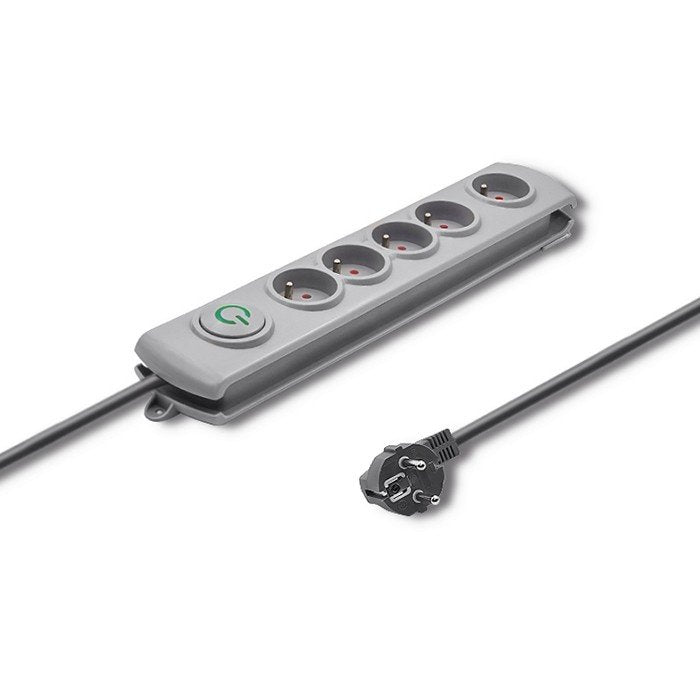 Qoltec Surge Protector Quick Switch 5 Sockets 3M Gray