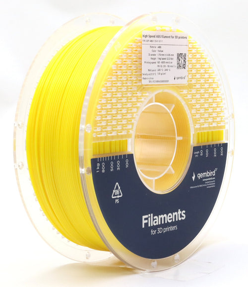 Gembird High Speed Abs Filament Yellow 1.75MM 1KG — image 1