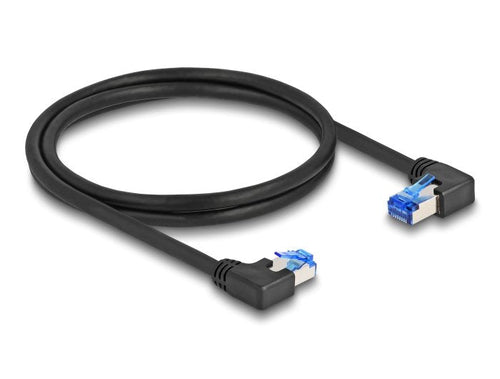 Delock RJ45 Network Cable CAT.6A S/FTP Rechts / Links Angular 1M Black — image 1
