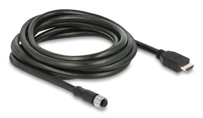 Delock M12 Cable A-kodiert 17 Pin Connector Female a HDMI Connector Male 3M Black — image 1