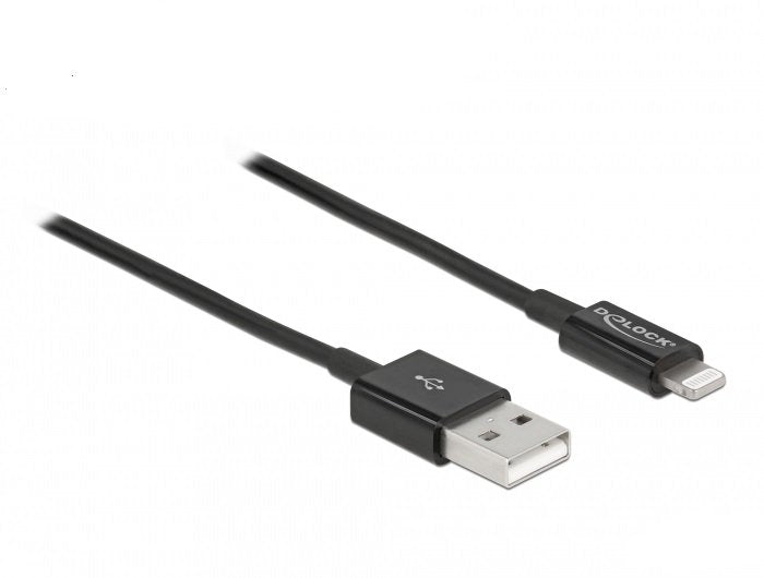 Delock Cable Datos And Charging USB Iphone™, Ipad™, Ipod™ Black 1M