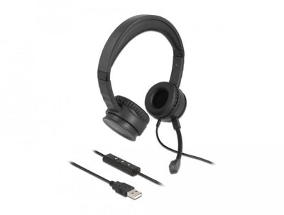 Delock 27180 Headphones Stereo USB With Remote Control Cable And Button Silencio Fast PC And Computer Laptop — image 1