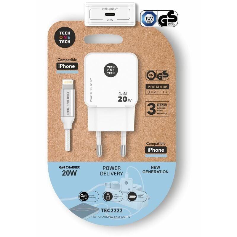 Tech One Tech Wall Charger TEC2222 1x USB Type-c + Cable Lightning 20W White