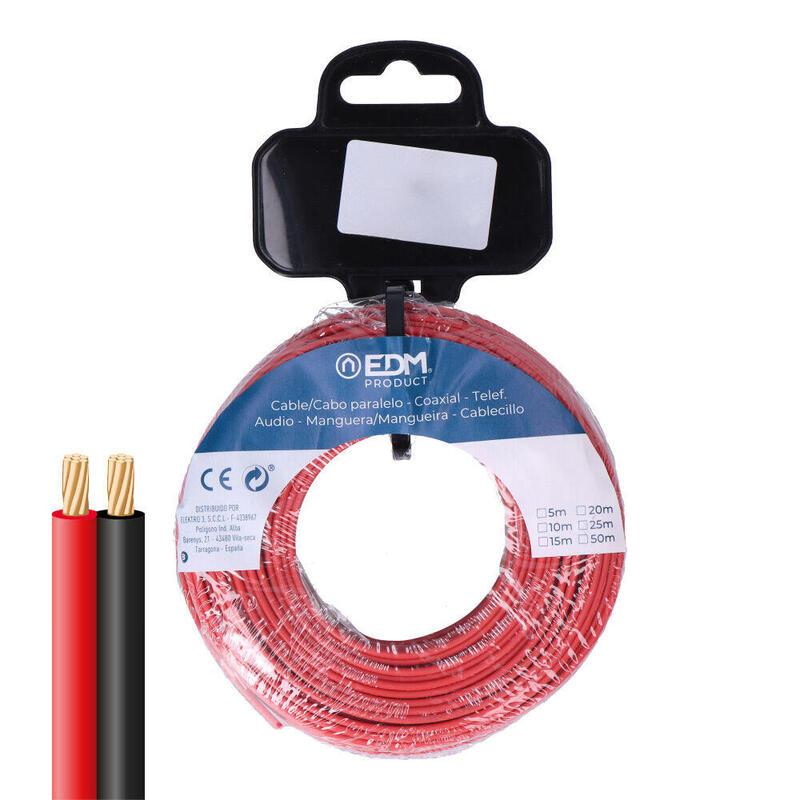 Film Roll Cable Paralelo 2X1MM Red/Black 20M.