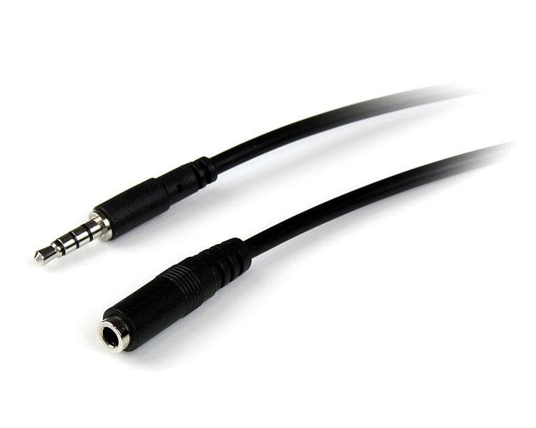 StarTech Cable Audio Jack 3.5M/H (ALARGO)4 Pines 2M Black MUHSMF2M
