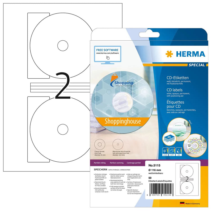 Herma 5115 Label Printer White Label Printer Self-adhesive