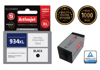 Activejet Ink Ah-934BRX (reemplazo HP 934XL C2P23AE - Premium - 50ML - Black — image 1