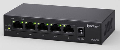 Synology PS500 Switch PoE + 5 Ports Non-managé 10/100/1000Mbps Dont 4X Ports PoE + Budget PoE Total 60W. — image 1