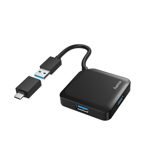 Hama Hub USB With 4 Ports And Adapter USB-C Usb-c, USB 3.2 With Transmisión 5GBIT/S), Colour Black — image 1