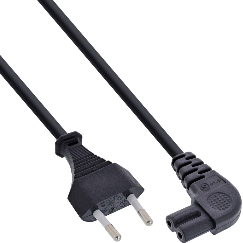Inline Cable Power Type-c Euro a Euro 8 C7 Plug Acodado Black 2,0M