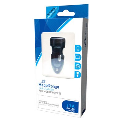 Mediarange Car Charger 2 Salidas USB 3,4A Black Silver
