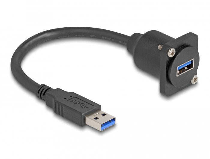 Delock D Type USB 5Gbps Cable Type a Connector Male a Type a Connector Female Black 20CM