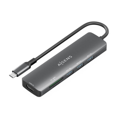 Aisens USB-C Dock 6 1, USB-C a 1x HDMI, 3x USB-A, 1XSD, 1XMICRO Sd, Grey 15CM — image 1