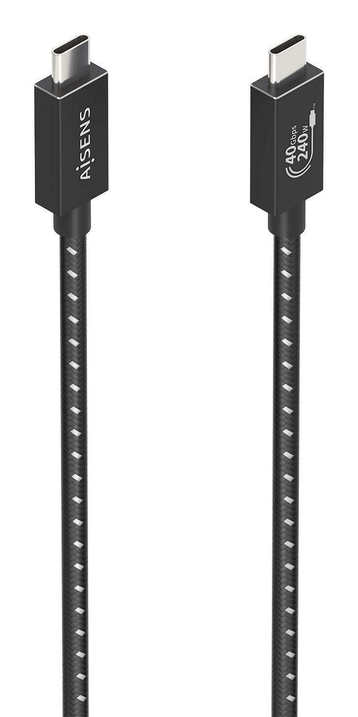 Aisens Cable USB4 GEN3X2 Aluminium 40Gbps 8K@60HZ 5A 48V 240W E-mark, Type USB-C/M-usb-c/M, Black 0.5M