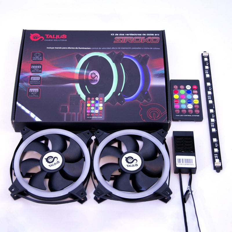 Talius Kit Siroko (2VENTILADORES Double Aro RGB + Strip LED + Remote Control)
