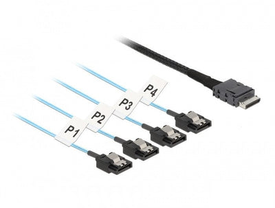 Delock Cable Oculink SFF-8611 4 X SATA 7 Pin 0,5M Metall — image 1