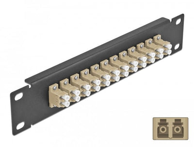 Delock 66767 Panel Connection Fibre Optic 10 12 Ports Lc Duplex Beis 1U Black — image 1
