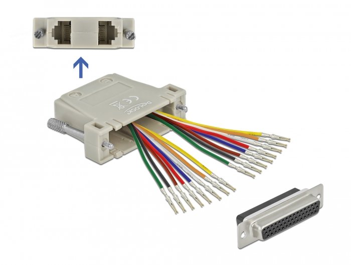 D-sub HD 44 Pin Crimp Connector Female a 2 X RJ45 Connector Female With Kit Assembly Beige