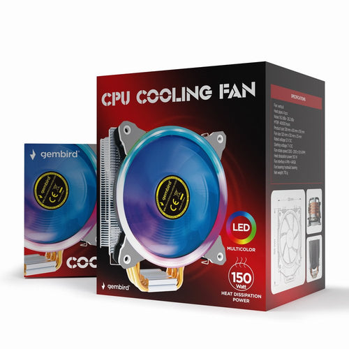 Gembird CPU Cooling Fan Huracan ARGB X130 12CM 150W Multicolour LED 4 Pin — image 1