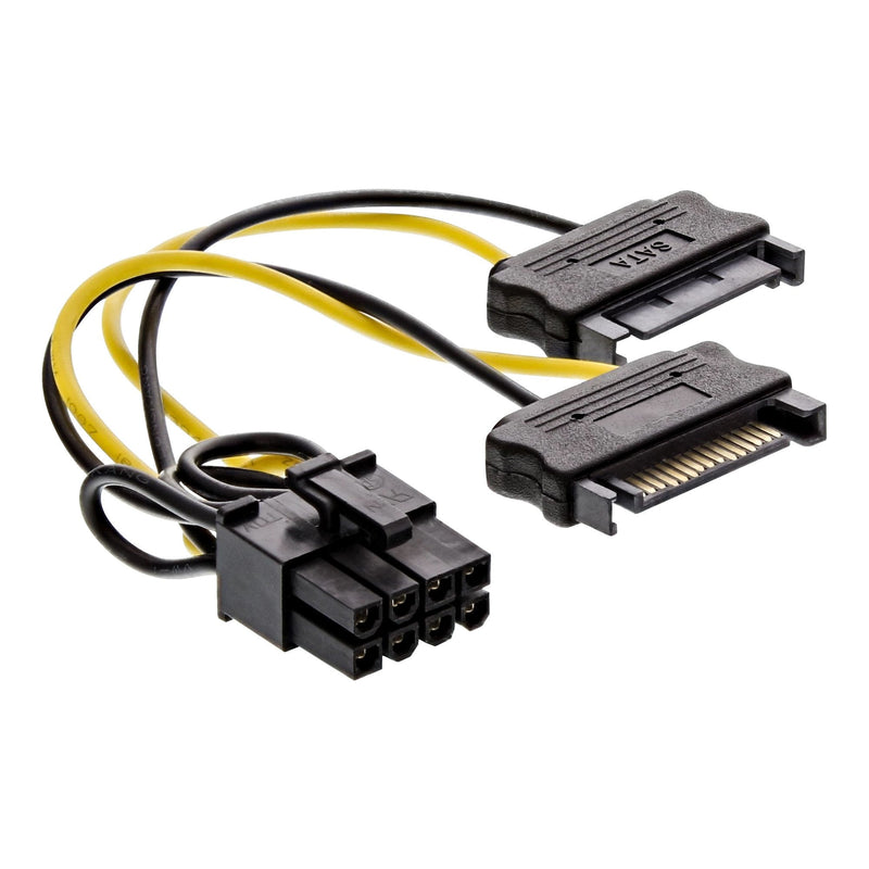 Inline Adapter Power , 2 Connectors SATA a Connector Pci-express 8 Pines, 0,15M