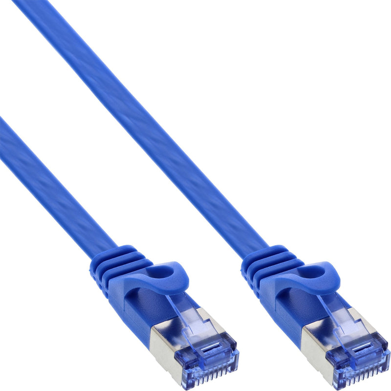 Inline Network Cable Flat , U/FTP, CAT.6A, Blue 1M