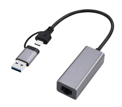 Gembird A-USB3AC-LAN-01 Adapter Network USB 3.1 + Type-c Gigabit, Grey Espacial — image 1