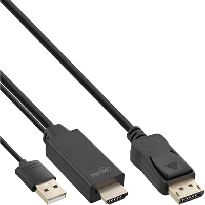 Inline Cable HDMI a DisplayPort, 4K, Black/Gold 1M — image 1