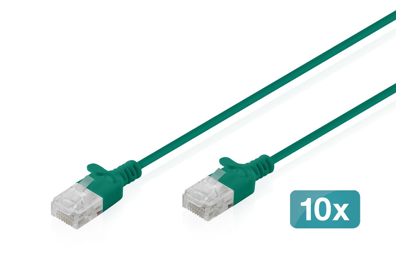 CAT.6 U-UTP Slim Network Cable, 2M, Green 10 Pcs