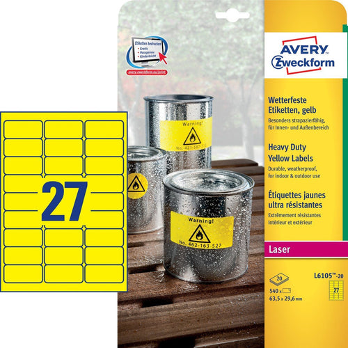 Avery Zweckform Resistant a Intemperie Folienetiketten 63,5 X 29,6MM — image 1