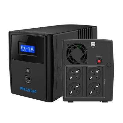 Phasak UPS Line Interactive Sirius 1560VA Interactive 1560VA-900W 4 Salidas Formato Tower — image 1