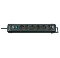 Brennenstuhl 1951160100 Base Múltiple 3M 6 Salidas AC Black