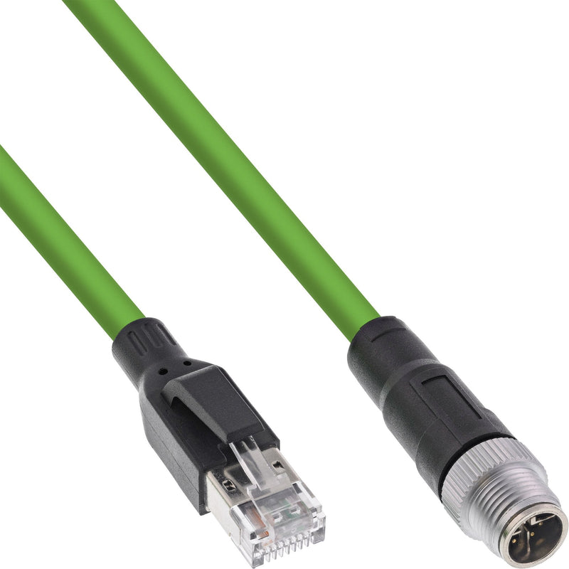 Inline® Industrial Network Cable M12 8-PIN X-coded a RJ45 Plug, CAT.6A Pur 15M