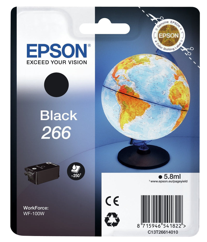 Epson Genuine Ink Black N266,5.8ML, Compatible With WF-100W, Globo Terraqueo