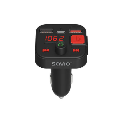 Savio Transmisor Fm , Bluetooth 5.3, Charger Qc 3.0, Screen Led, Bass Boost, TR-15, Black — image 1