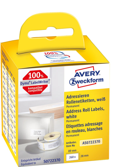 Avery Zweckform Etikettenrollen Printer Labels White 89,0 X 28,0MM — image 1