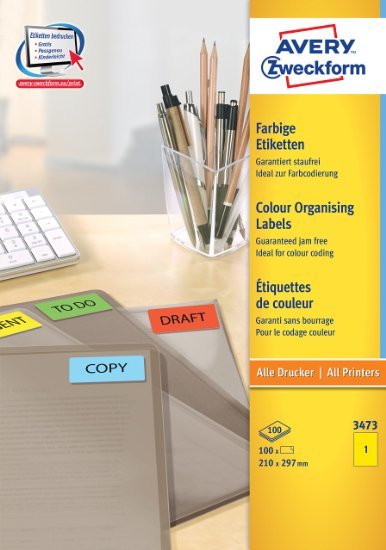 Avery Zweckform Labels 3473 Yellow 210,0 X 297,0MM