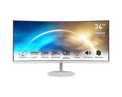MSI Monitor Pro MP341CQWDE LED 34 White Wqhd, Va, Curved Panel 100HZ 9S6-3PB2CT-010 — image 1