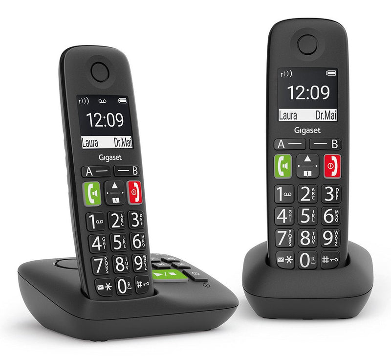Gigaset E290A Duo Phone Dect/Analógico Black Identificador Llamadas