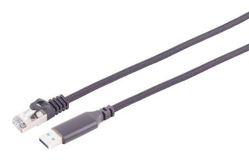 S-impuls USB-A LAN Cable Adapter 1G, RJ45, Alu, Black 1,5M