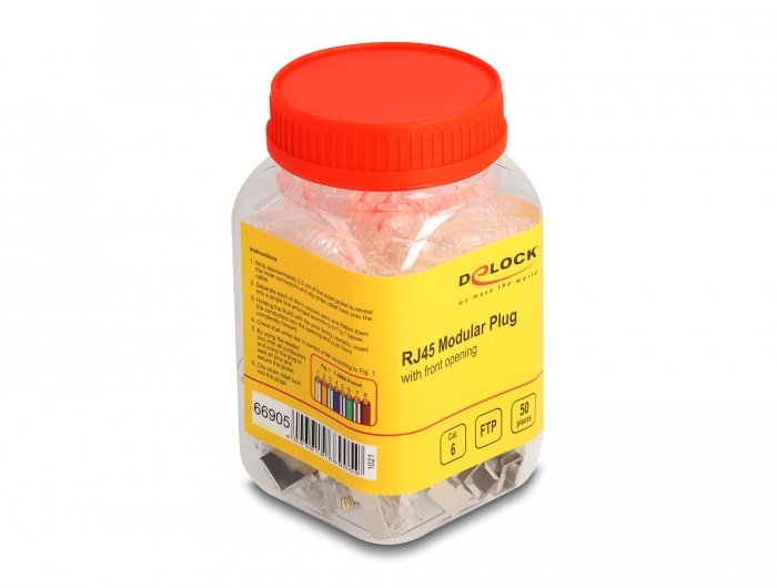 RJ45 Modularer Connector Male With Vorderer Opening (easy Connect) CAT.6 And Protector Antidoblez 50ER Set