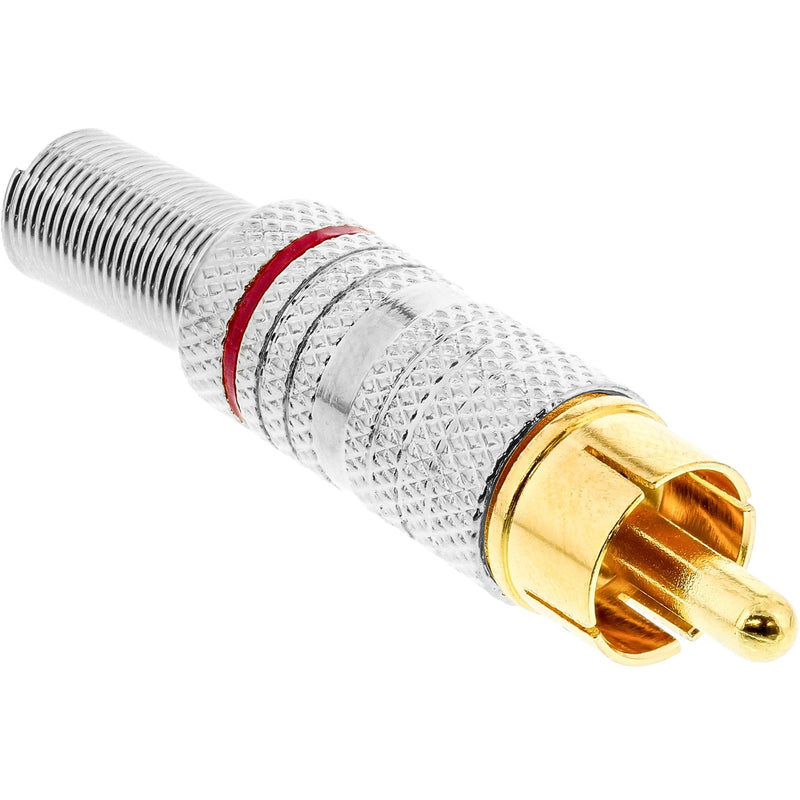 Inline Connector Male Metal Rca Soldar, Silver Ring Red Cable 6MM
