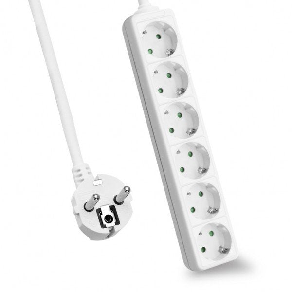 Helos Power Strip Classic, 6 Sockets White 3,0M, Without Switch