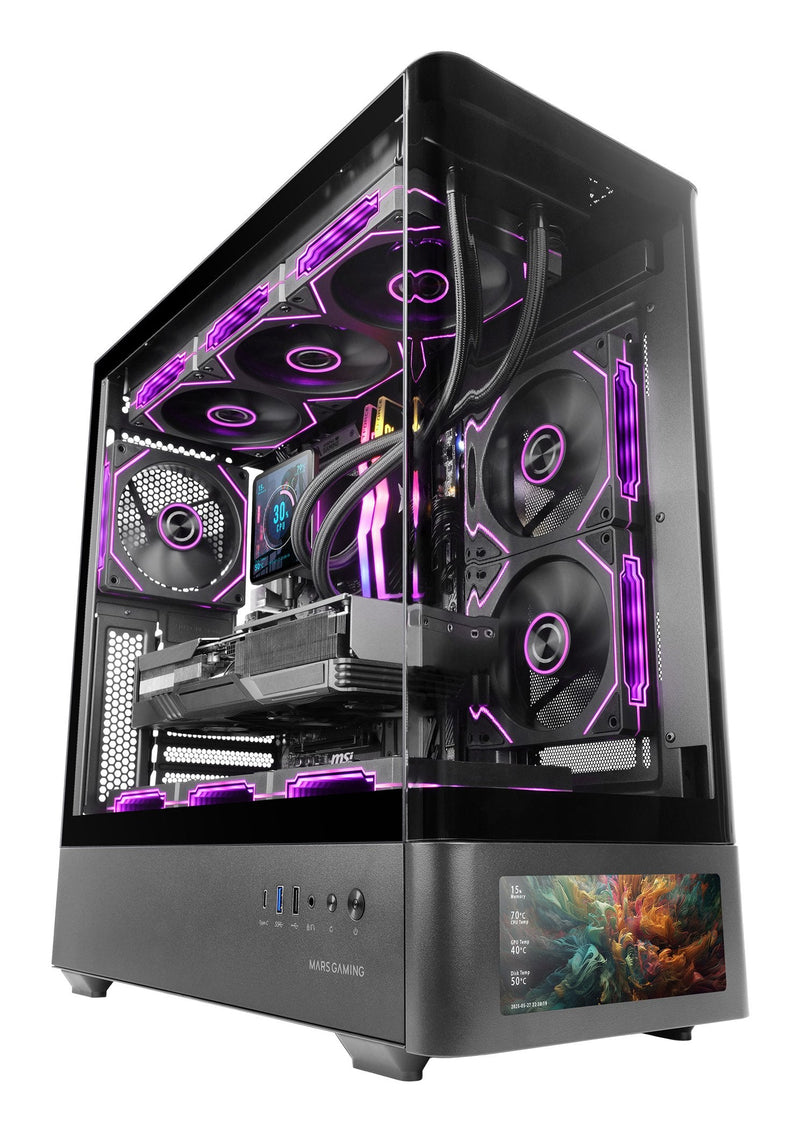 Mars Gaming Box Semitorre ATX Mc-lcdx Pro Black Screen LCD IPS 9.16''/ 3 HDD And 3 SSD/ ATX/ Semitorre With Gl