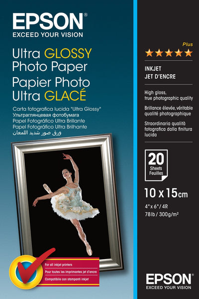 Epson Genuine Paper Inkjet Fotografico Glossy Ultra 10X15 300GR 20 Hojas — image 1